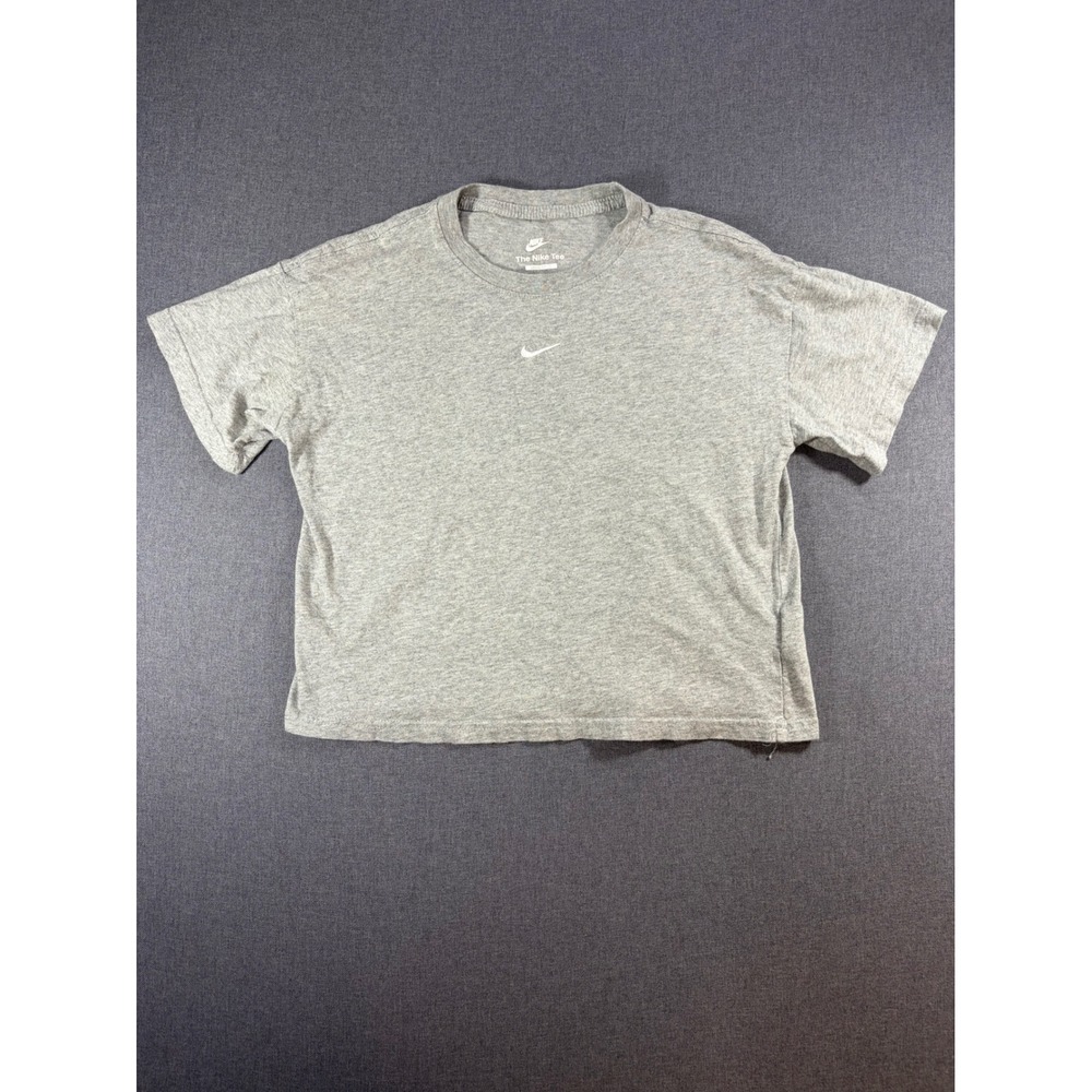 Nike Womens Loose Fit Essential T-Shirt Grey Heather Embroidered Swoosh Large